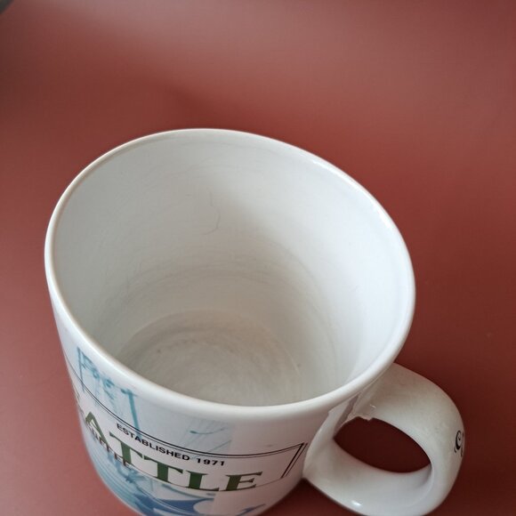 Starbucks Seattle WA Coffee Jumbo Mug 20 oz Vintage 1999 Pink Elephant Boats - Picture 8 of 11